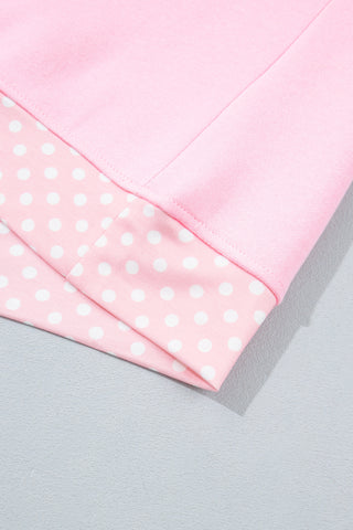 Polka Dot Details Crew Neck Sweatshirt - Pink