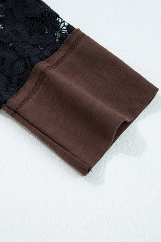 Lace Sleeve Top - Brown and Black