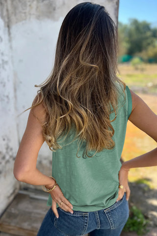 Metallic Trim Tank - Green