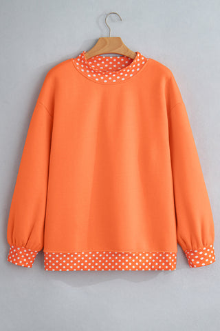 Polka Dot Details Crew Neck Sweatshirt - Orange