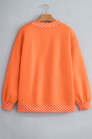 Polka Dot Details Crew Neck Sweatshirt - Orange