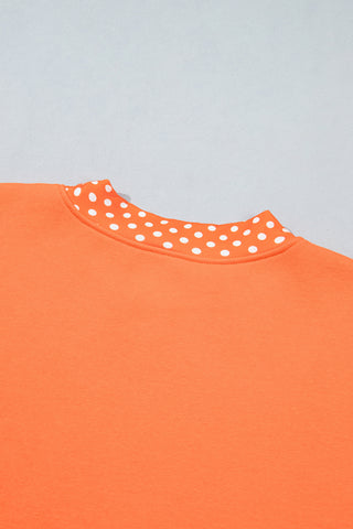 Polka Dot Details Crew Neck Sweatshirt - Orange