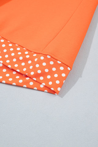 Polka Dot Details Crew Neck Sweatshirt - Orange