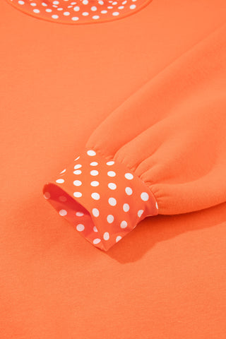 Polka Dot Details Crew Neck Sweatshirt - Orange