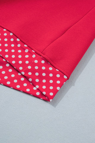 Polka Dot Details Crew Neck Sweatshirt - Red