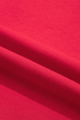 Gingham Crew Neck Sweatshirt - Red