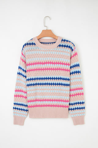 Fair isle Colorful Sweater - Beige