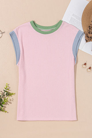 Splash of Color Textured Top - Pink