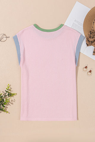 Splash of Color Textured Top - Pink