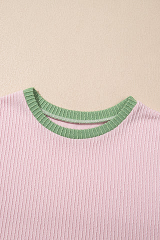 Splash of Color Textured Top - Pink