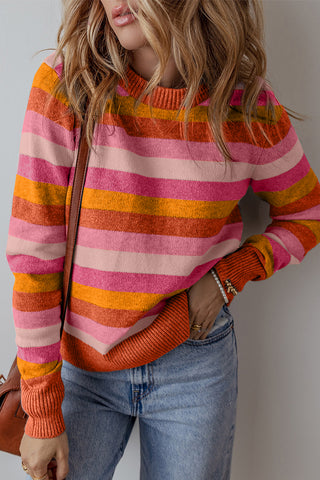 Bright Fall Colors Striped Sweater
