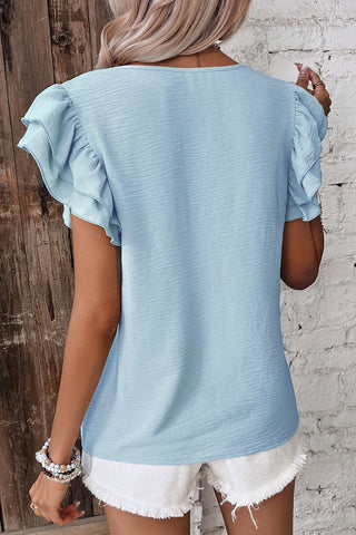 Flouncy Sleeve Top - Pale Blue