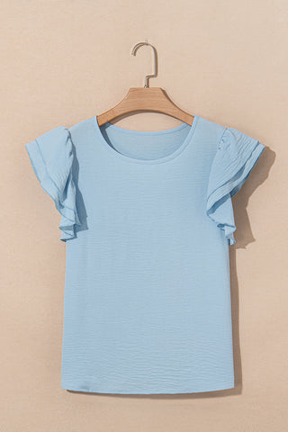 Flouncy Sleeve Top - Pale Blue