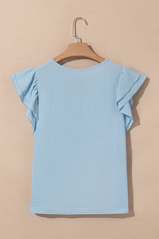 Flouncy Sleeve Top - Pale Blue