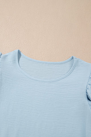 Flouncy Sleeve Top - Pale Blue