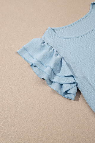 Flouncy Sleeve Top - Pale Blue