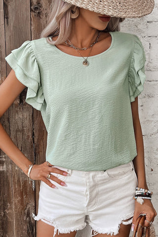 Flouncy Sleeve Top - Mint