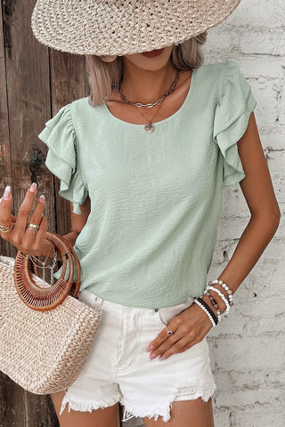 Flouncy Sleeve Top - Mint