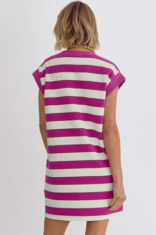 Striped Dress - Hot Pink