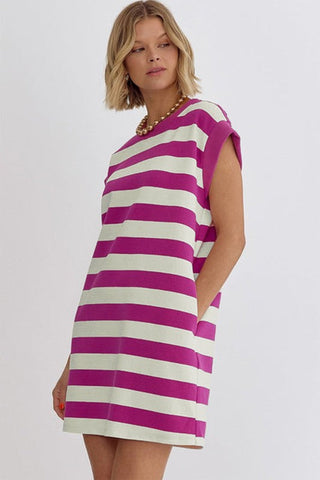 Striped Dress - Hot Pink