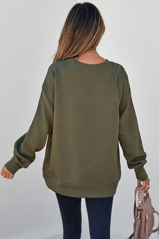 Jacquard Sweatshirt with Pockets - Green