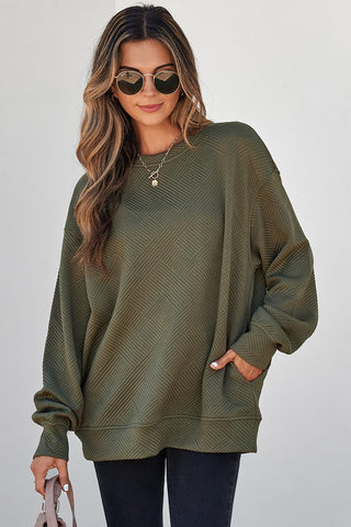 Jacquard Sweatshirt with Pockets - Green