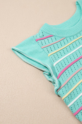 Spring Pallet Ruffle Sleeve Sweater Top - Mint