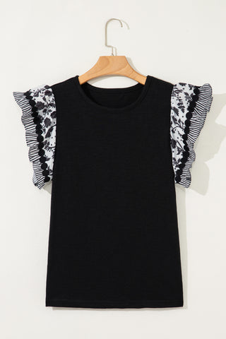 Flutter Sleeve Top - Black and White
