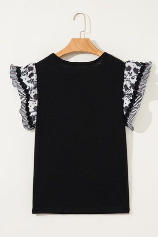 Flutter Sleeve Top - Black and White