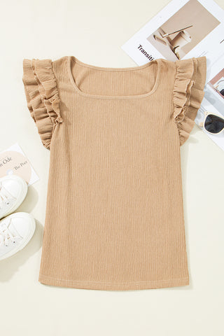 Taupe Ruffle Sleeve Top