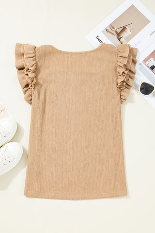 Taupe Ruffle Sleeve Top