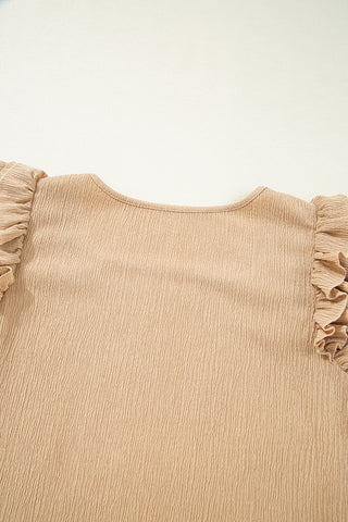 Taupe Ruffle Sleeve Top
