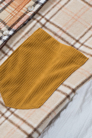 Mixed Pattern Button Up Shirt - Brown