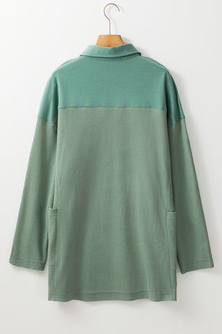 Oversized Henley Thermal Top - Green