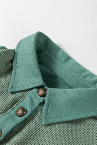 Oversized Henley Thermal Top - Green