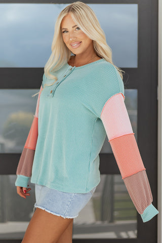 Color Block Henley Top