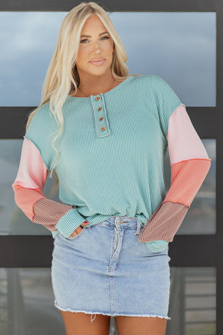 Color Block Henley Top
