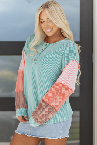 Color Block Henley Top