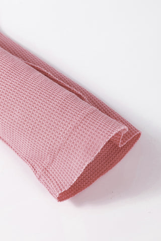 Oversized Henley Thermal Top - Pink