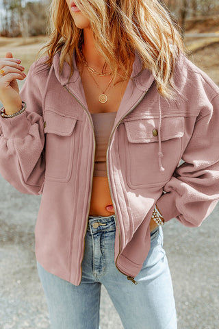 Fleece Zip Up Fall Jacket - Pink