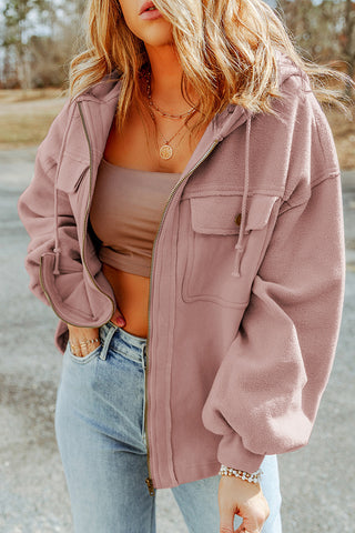 Fleece Zip Up Fall Jacket - Pink