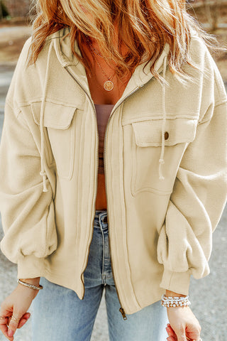 Fleece Zip Up Fall Jacket - Tan