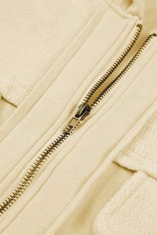 Fleece Zip Up Fall Jacket - Tan