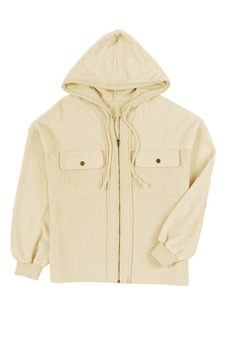 Fleece Zip Up Fall Jacket - Tan