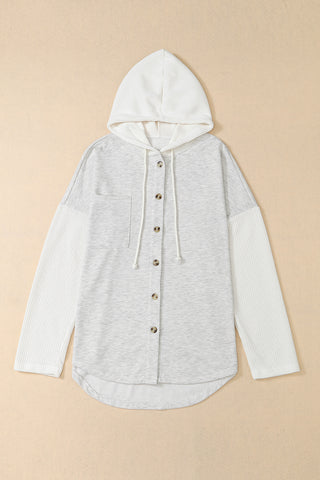 Sweater Knit Button Up Jacket - Gray