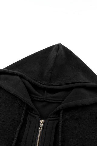 Fleece Zip Up Fall Jacket - Black