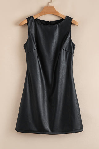 Pleather Mini Dress - Black
