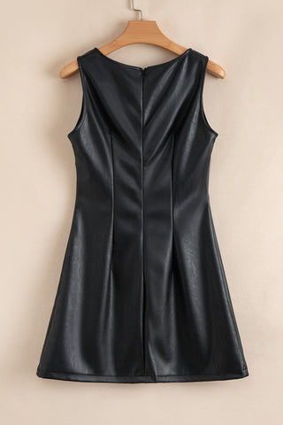 Pleather Mini Dress - Black