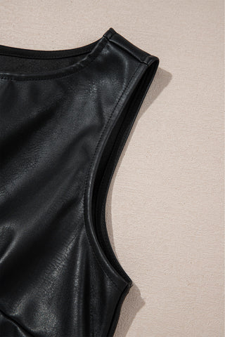 Pleather Mini Dress - Black
