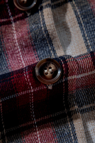Red and Blue Shacket with Hood